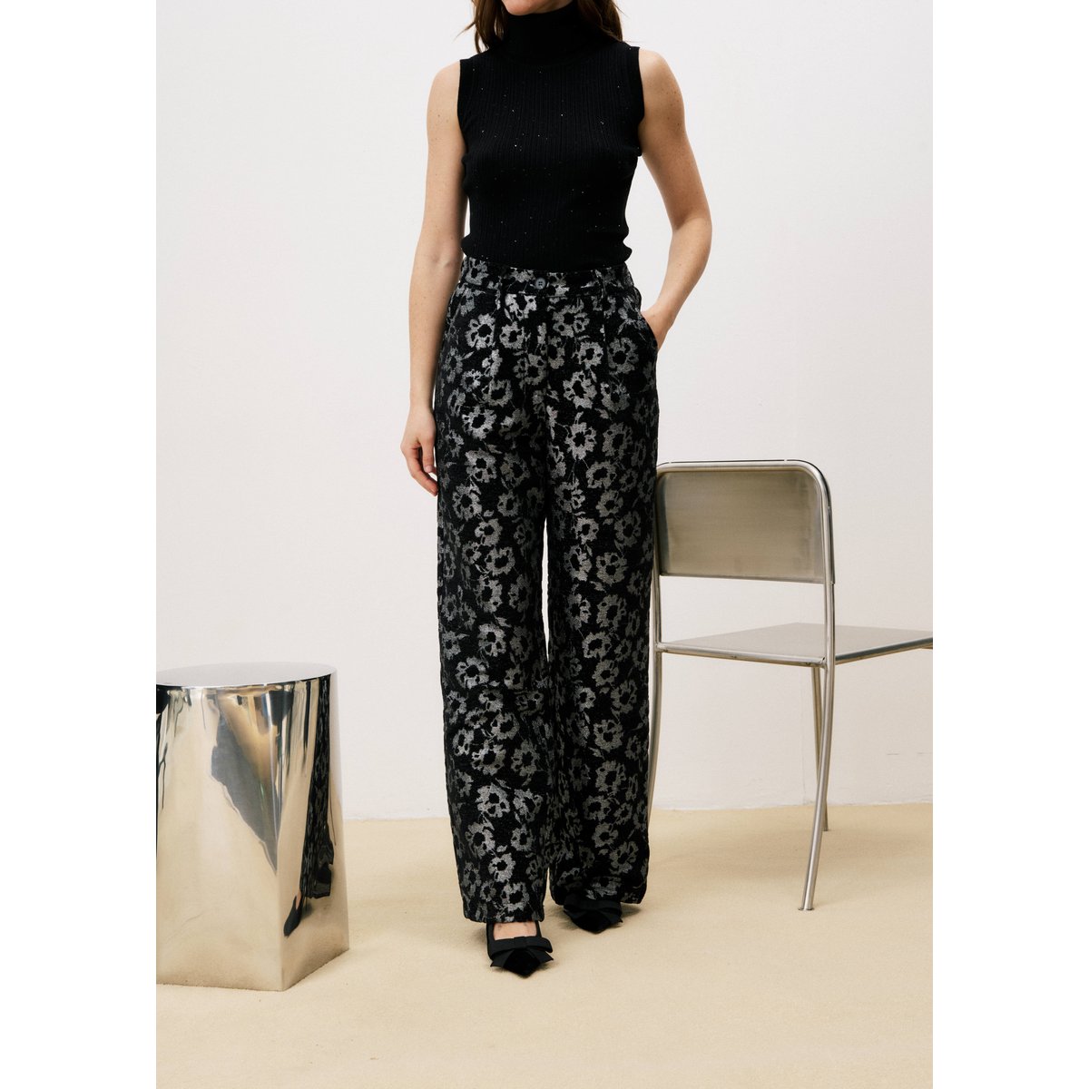 Pantalon en coton RUSSO noir, FRNCH