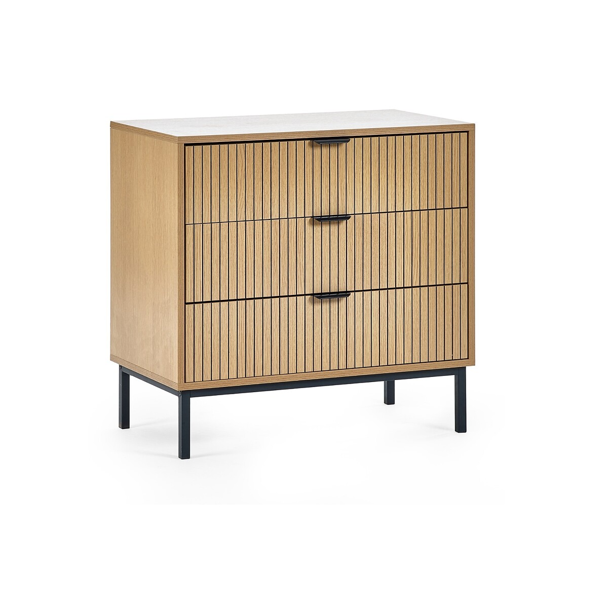 Gia Slatted Oak 3 Drawer Chest oak, SO'HOME