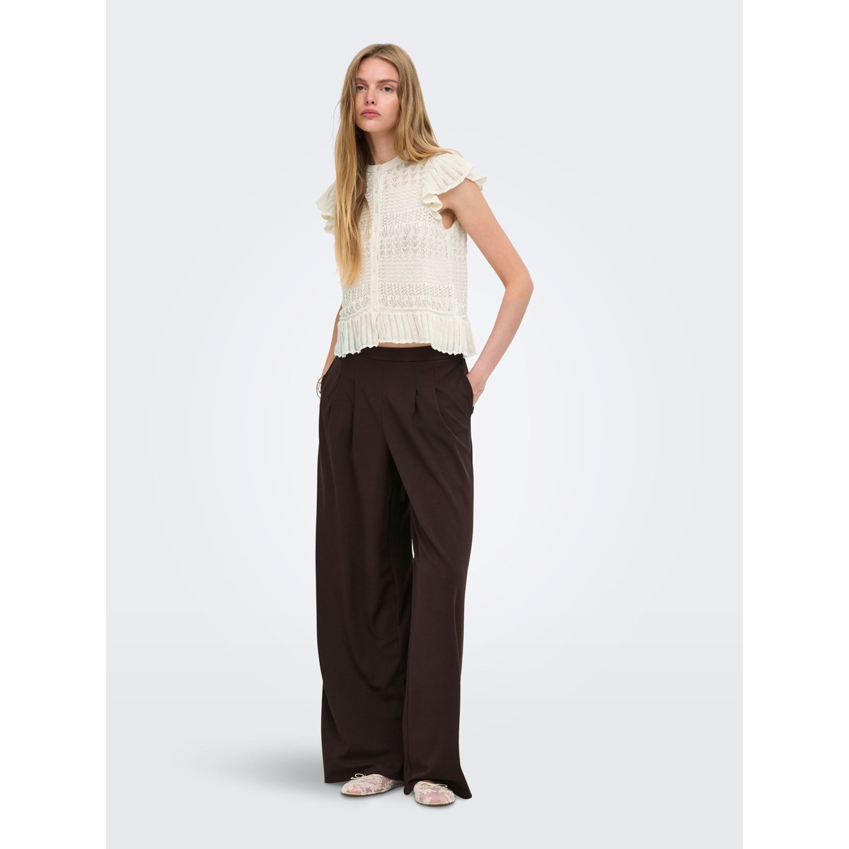 T-Shirt En Maille egret, ONLY