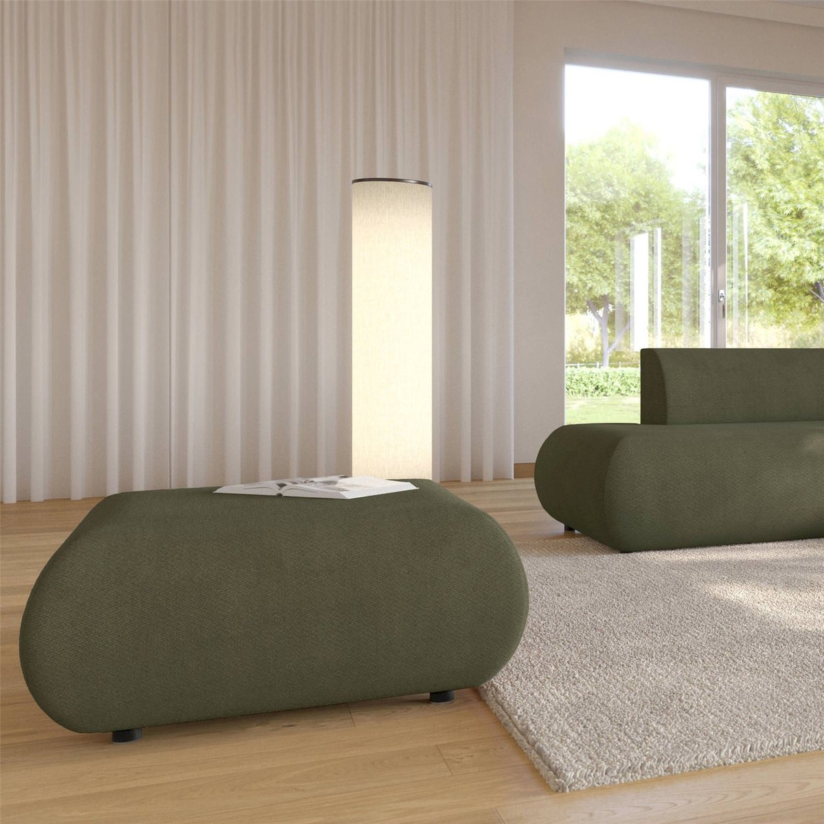 Pouf arrondi en chenille collection ARMONE vinci, RECOLLECTION