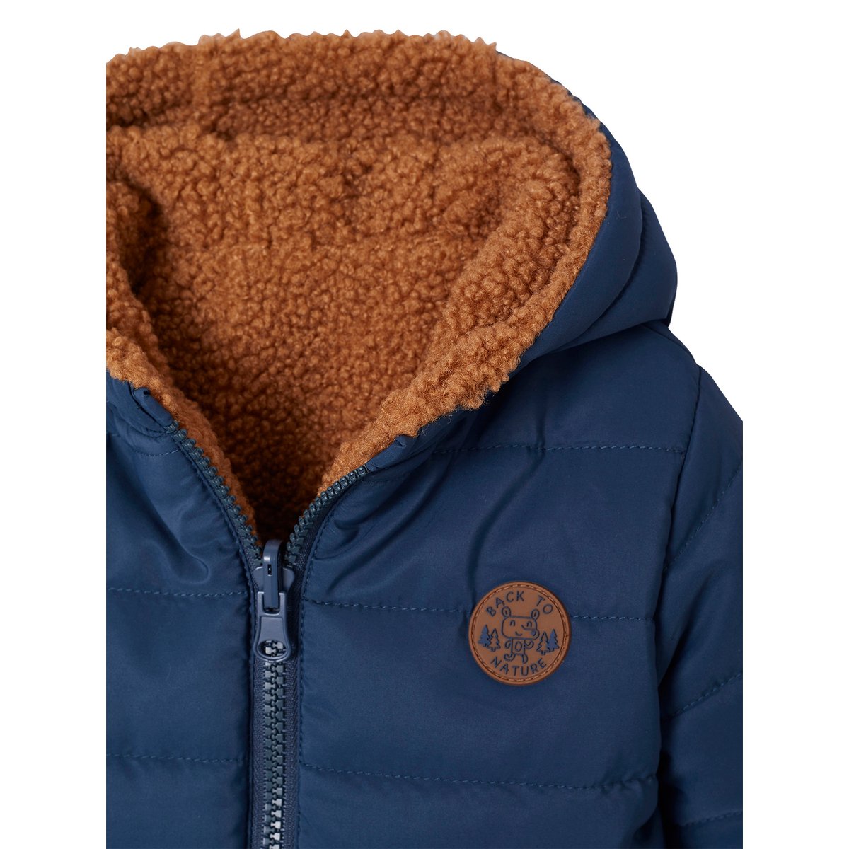 Doudoune à capuche bébé réversible marine, VERTBAUDET