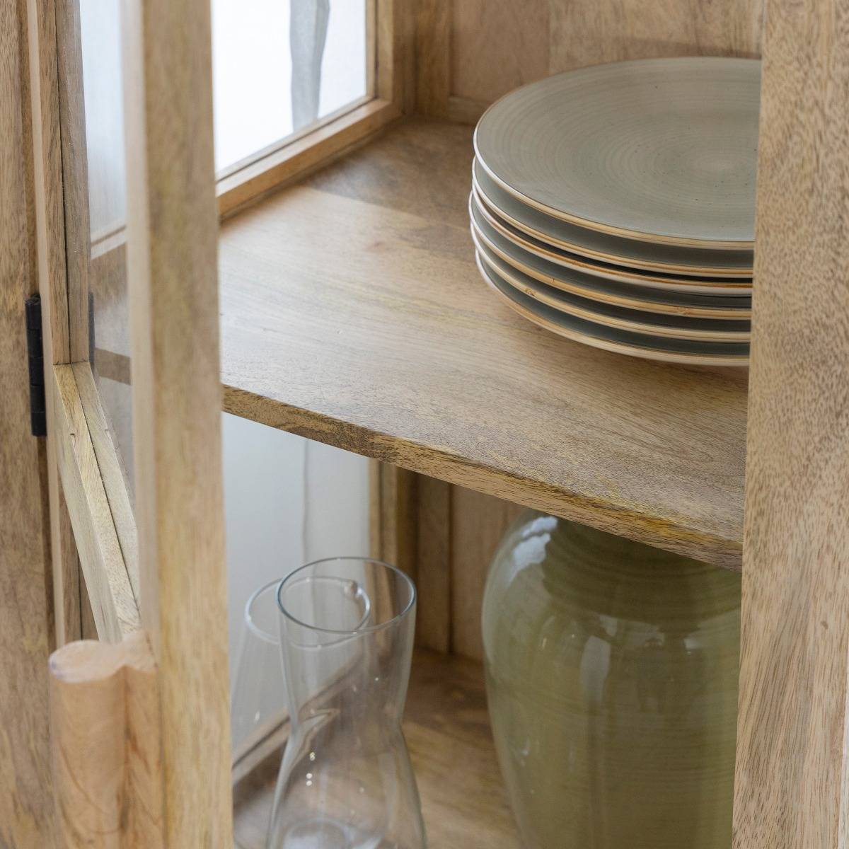 Vitrine en bois de manguier JULIET bois clair, MADE IN MEUBLES