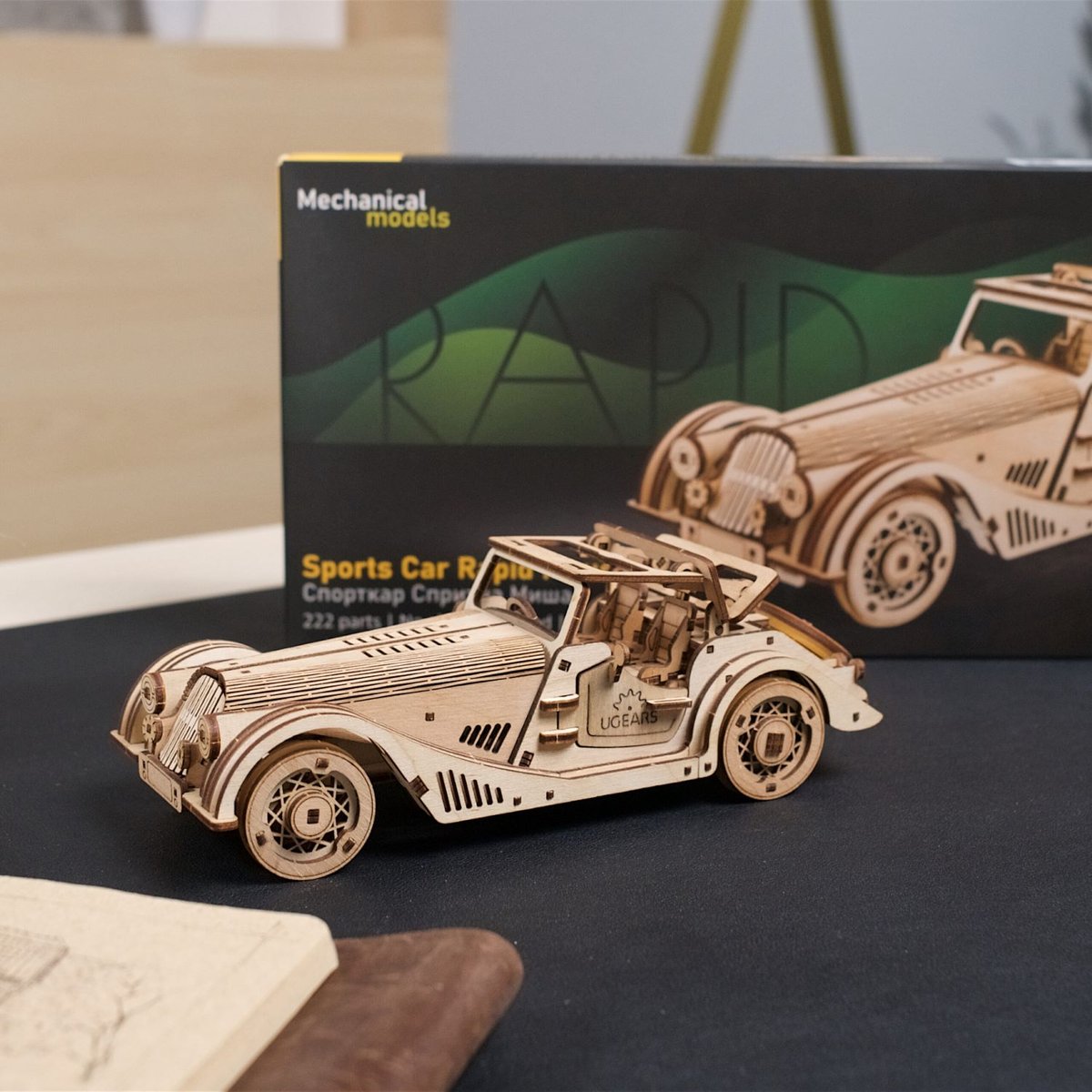 Puzzle 3D Voiture de sport Rapid Mouse beige, UGEARS