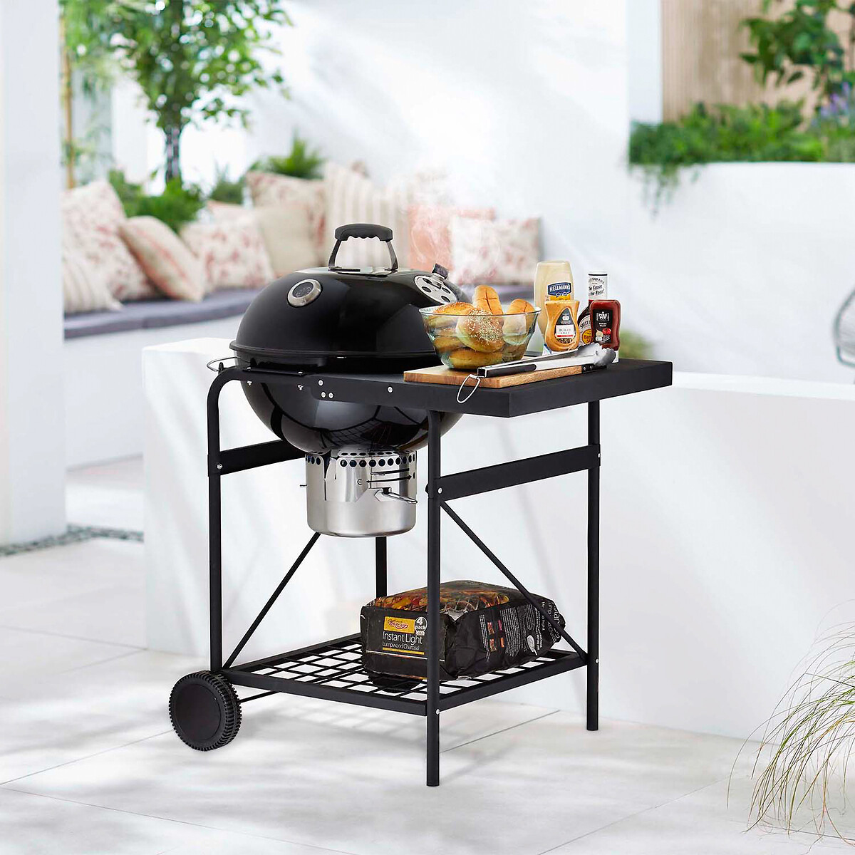 Kettle Grill with Side Table black, TOWER