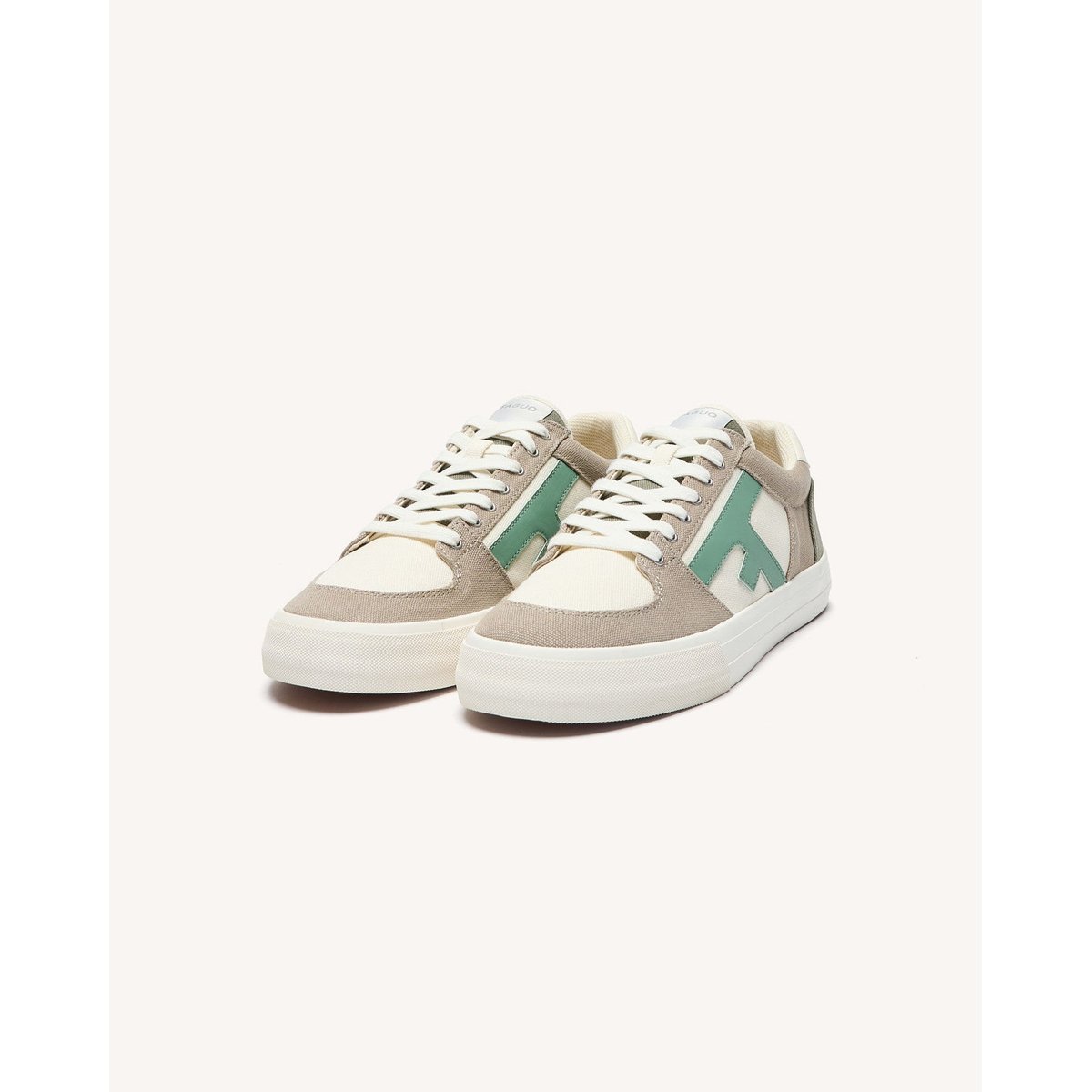 Tennis basses tissu WALNUT beige et bleu, FAGUO