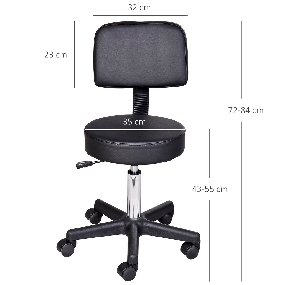Tabouret de salon Simili cuir Noir noir, HOMCOM