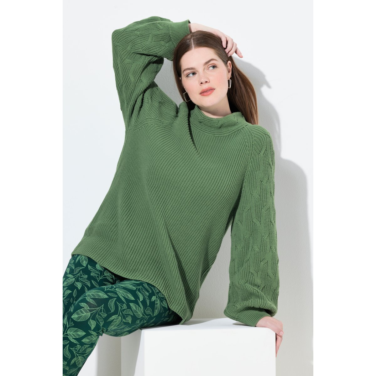 Pull en coton bio vert mousse, ULLA POPKEN