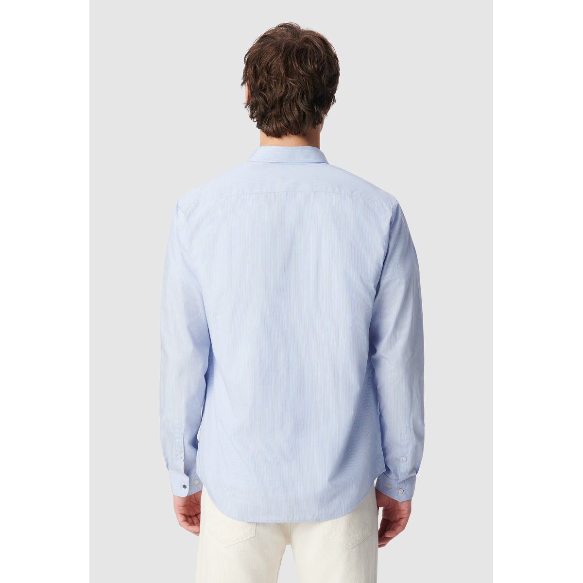 Chemise slim coton bio motif rayures bleu grise, IKKS
