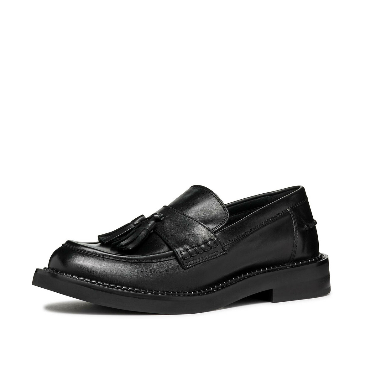 Mocasines transpirables de piel Serilda con borlas negro, GEOX