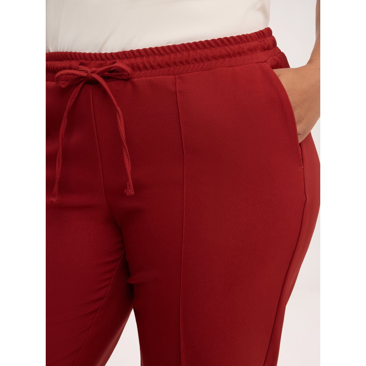 Pantalon droit à cordon de serrage marron, FIORELLA RUBINO