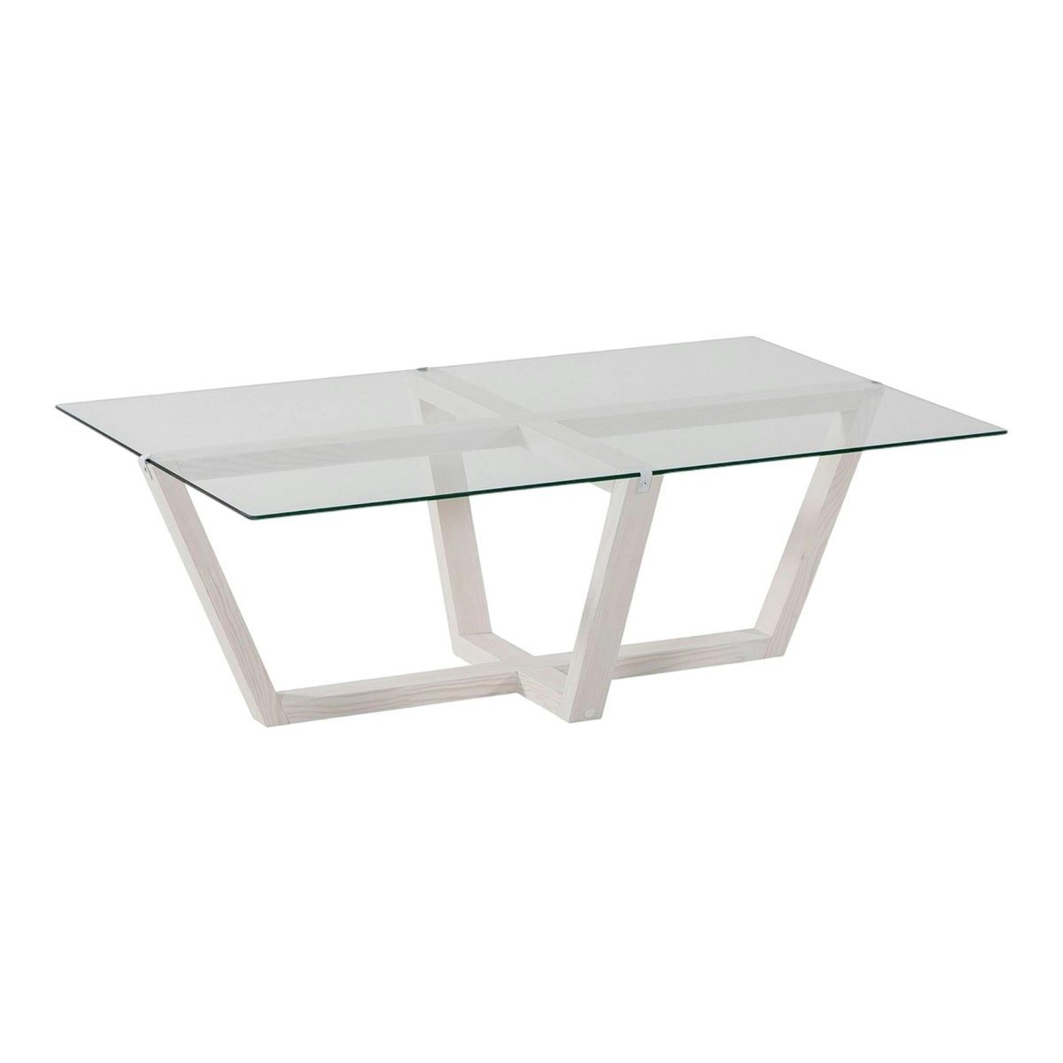 Table basse design en verre, pied croisé LHASA blanc, PIER IMPORT