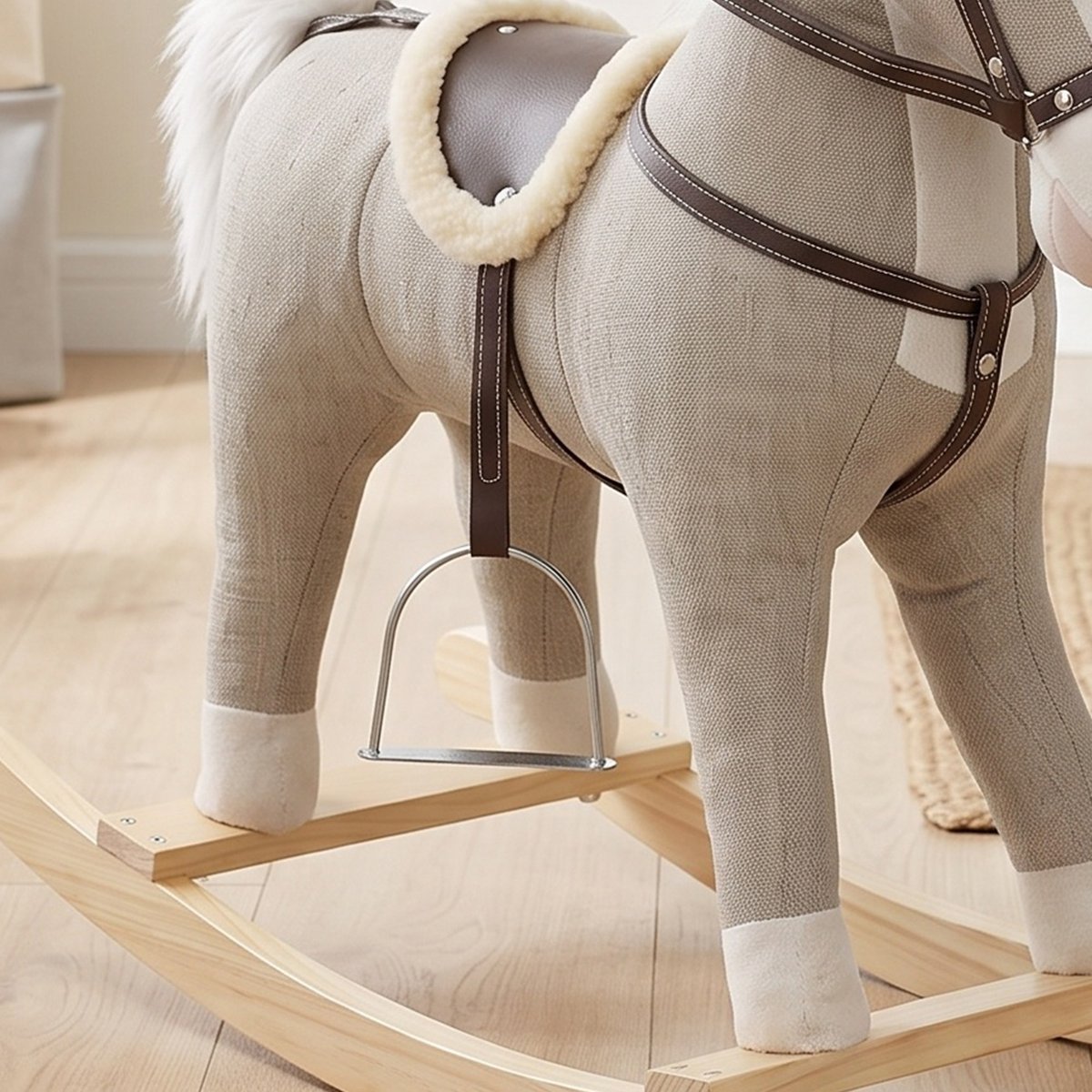 Cheval à bascule pour enfants Tissu aspect gris, AIYAPLAY