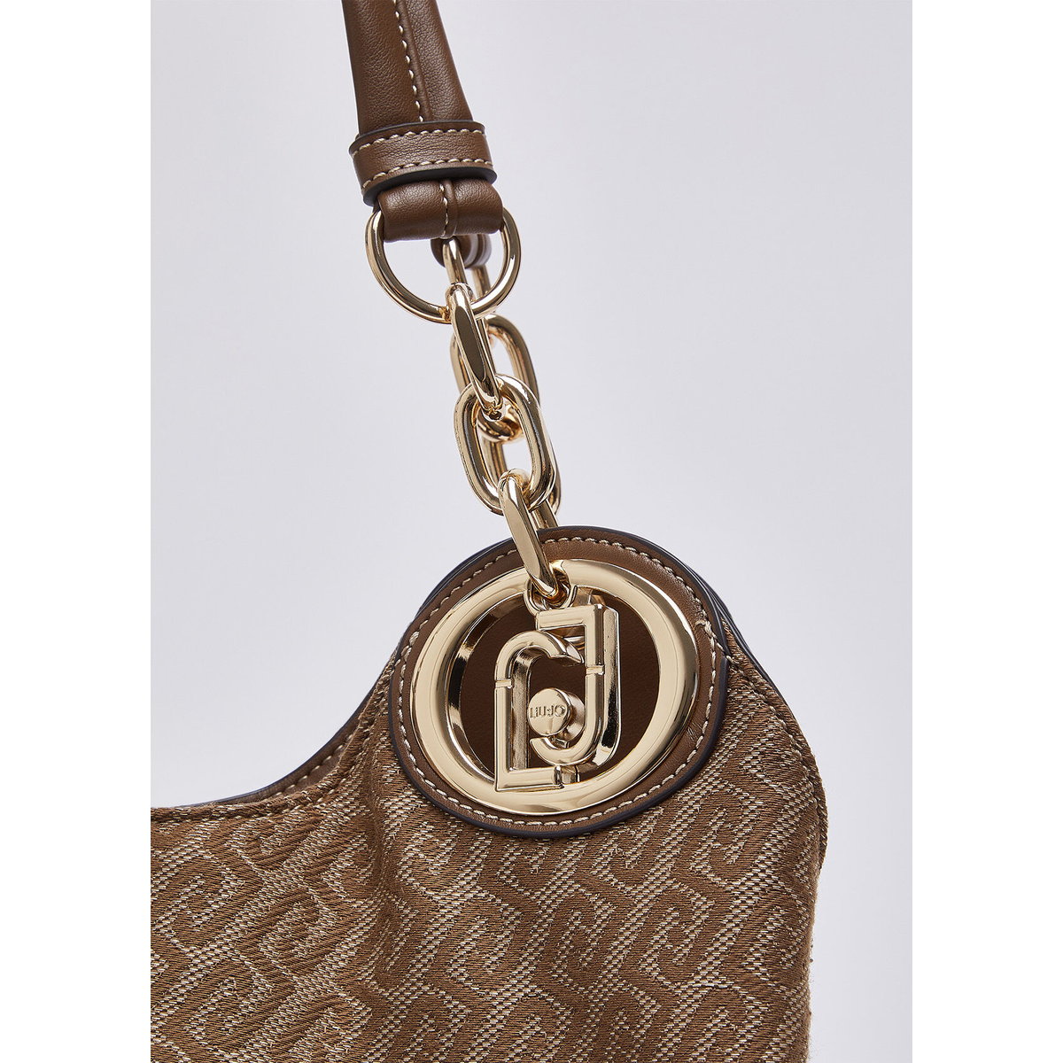 Sacoche moyenne en jacquard beige, LIU JO