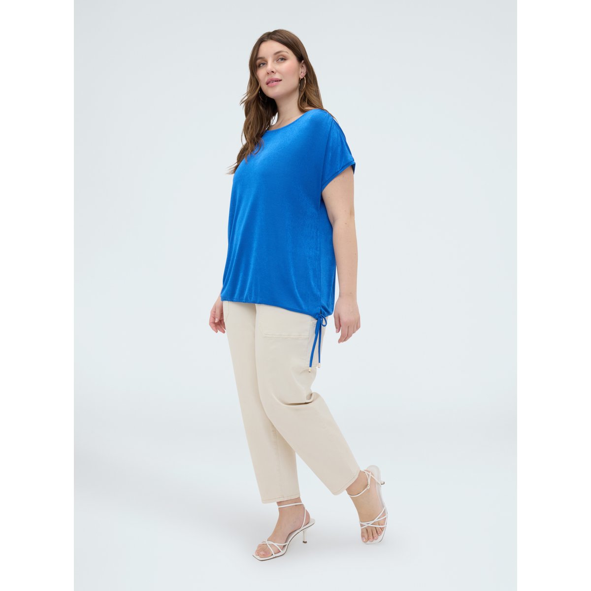 T-shirt avec cordon de serrage bleuet, FIORELLA RUBINO