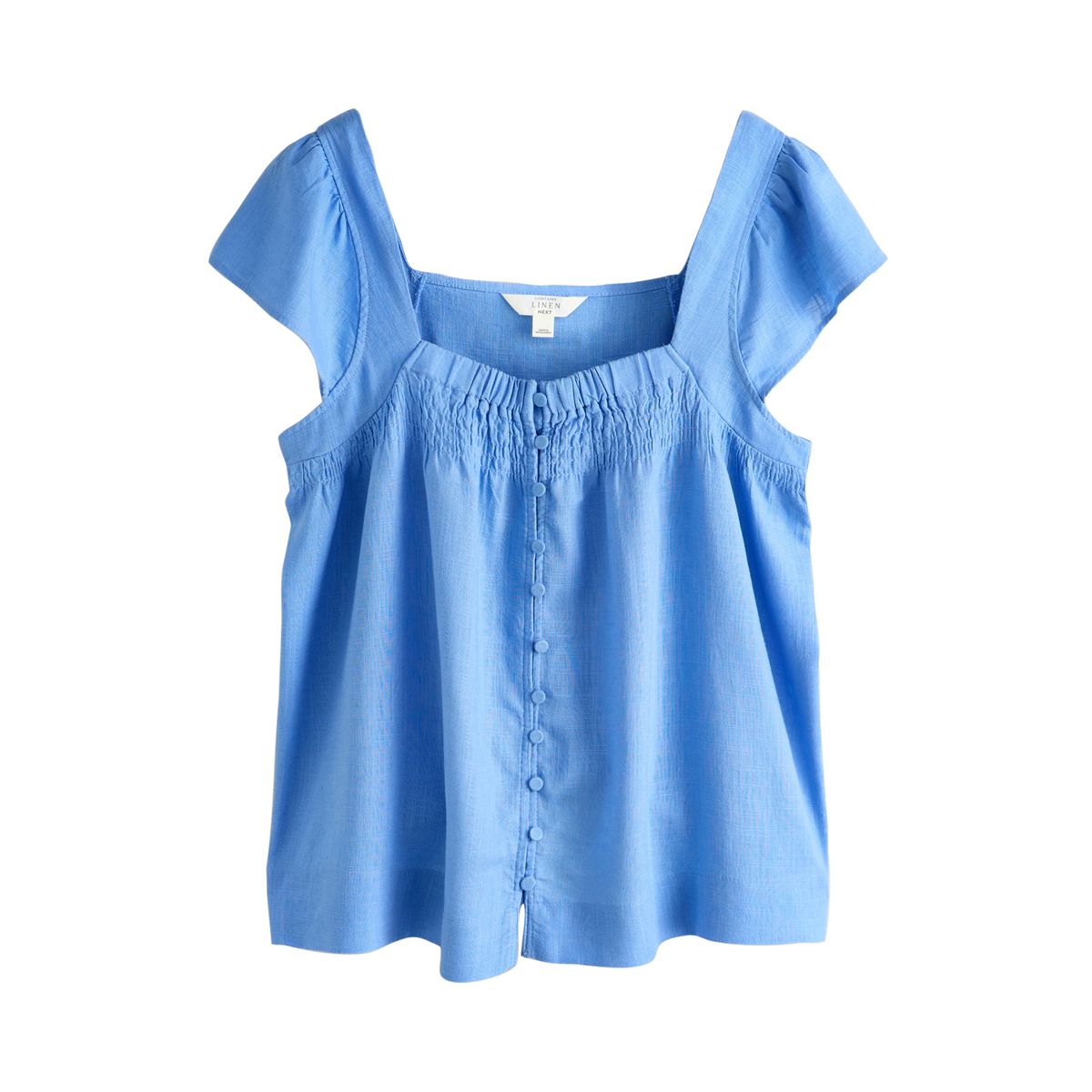 Haut à manches évasées avec lin, lot de 2 lot de deux à motif floral bleu pastel/écru, NEXT