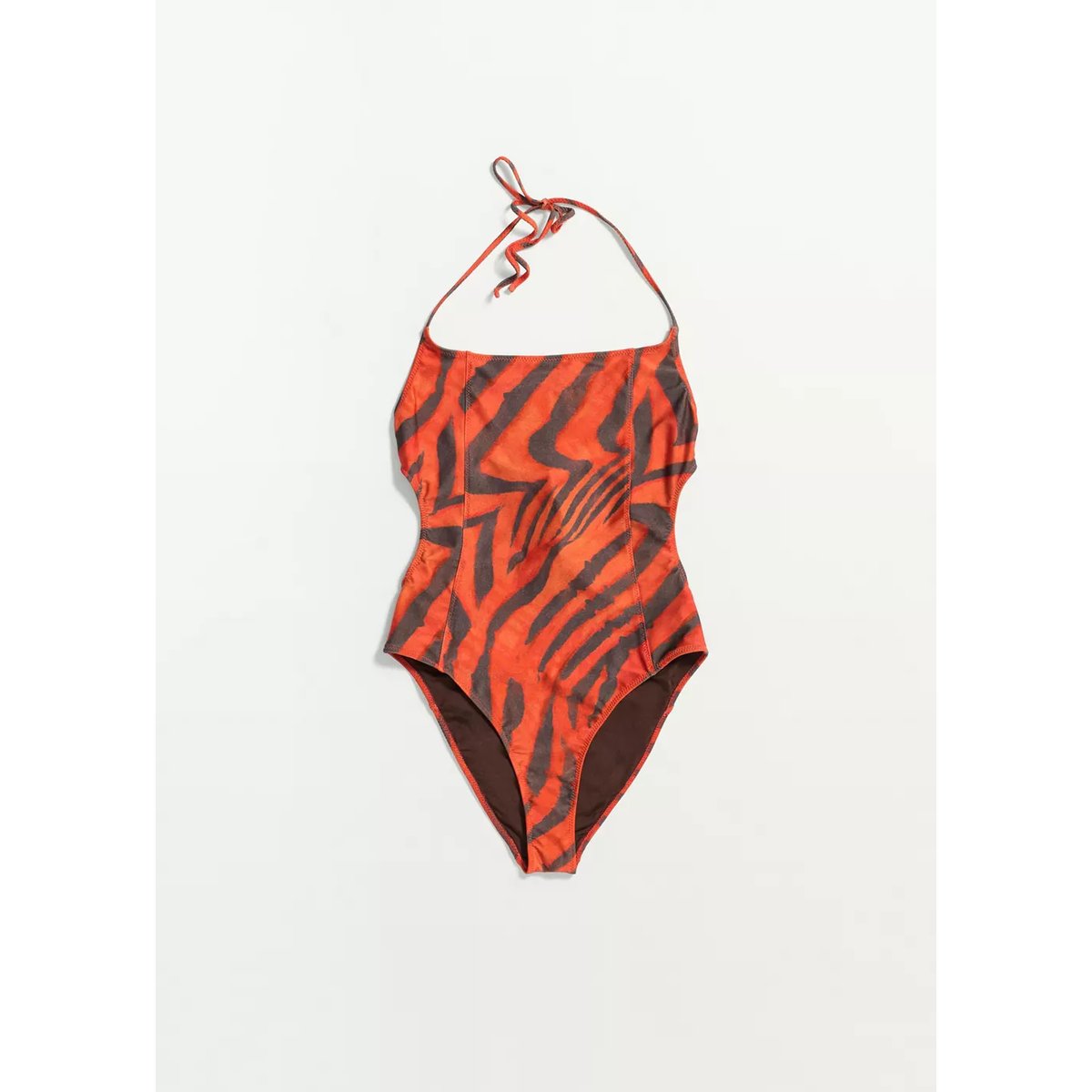 Maillot de bain halter imprimé animal orange, MANGO