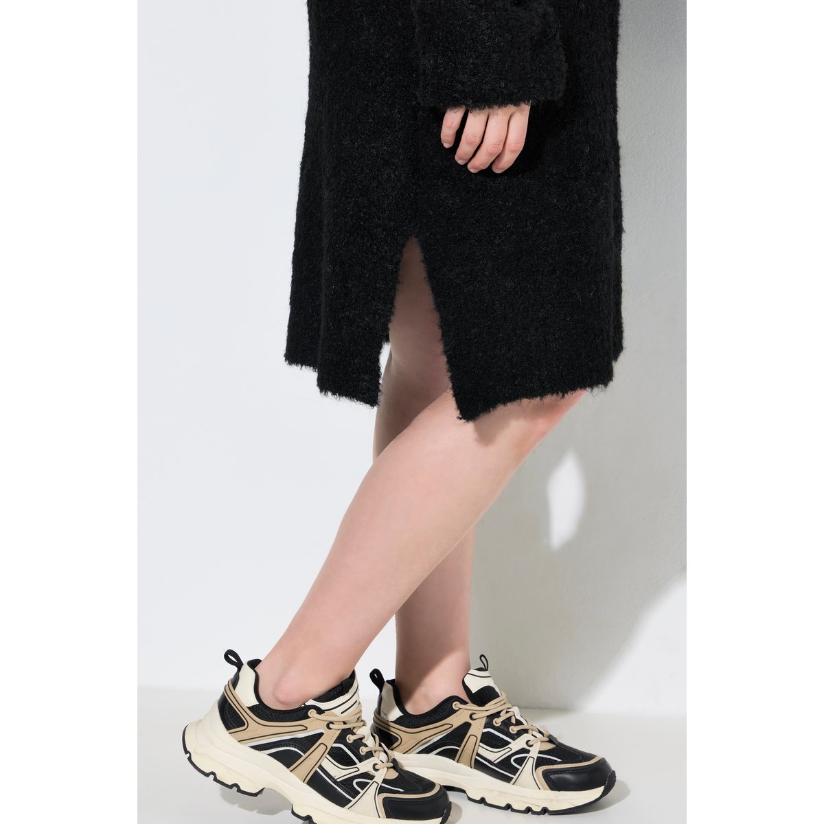 Robe en maille, coupe évasée noir, ULLA POPKEN