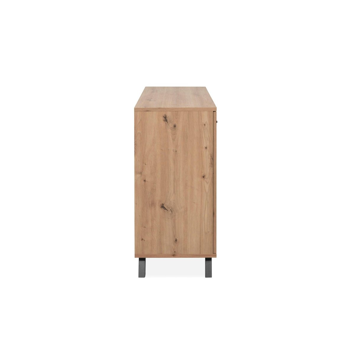 Buffet long moderne 1 porte noire rainurée 160 cm ALVA bois naturel, PIER IMPORT