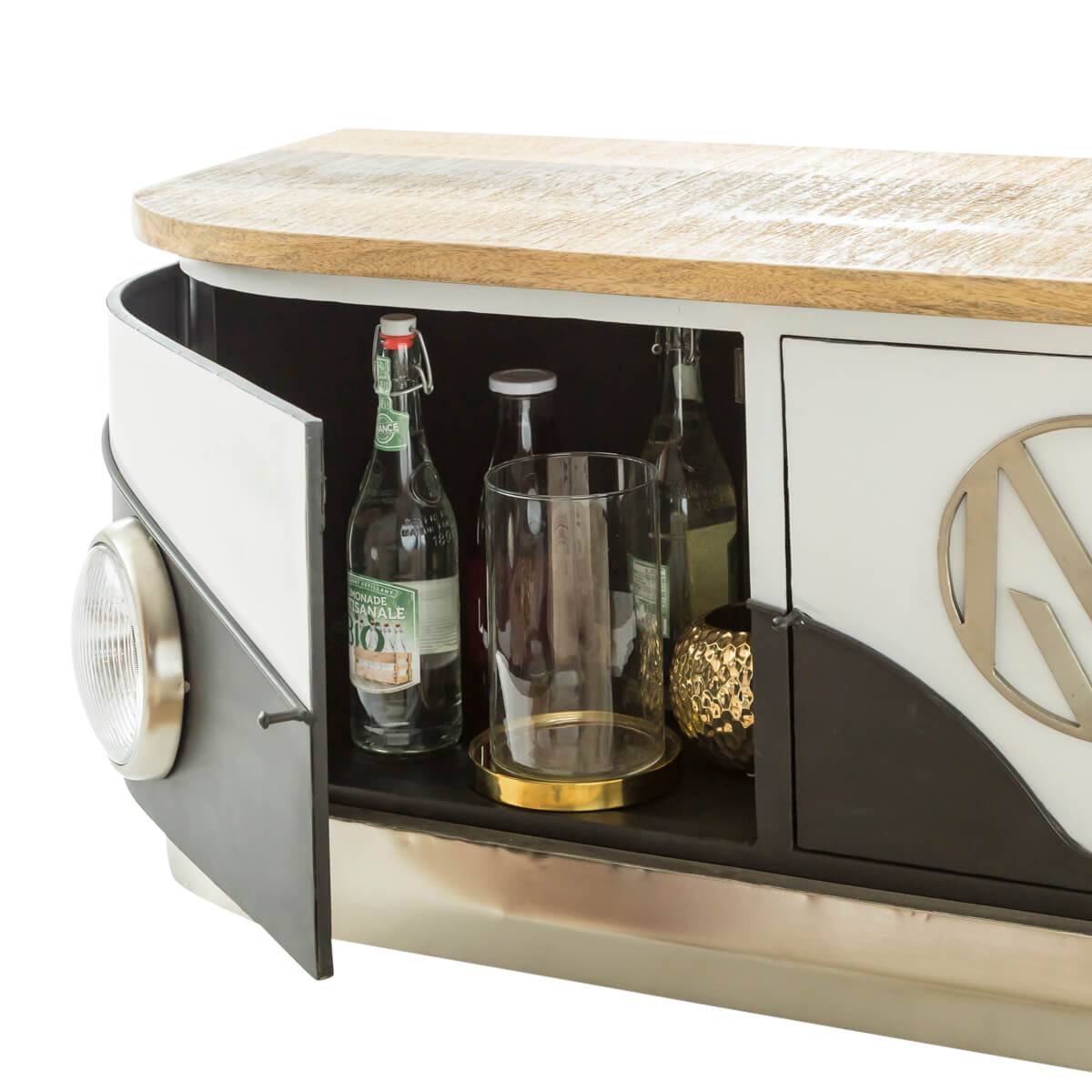 Meuble TV en métal COMBI noir, MADE IN MEUBLES