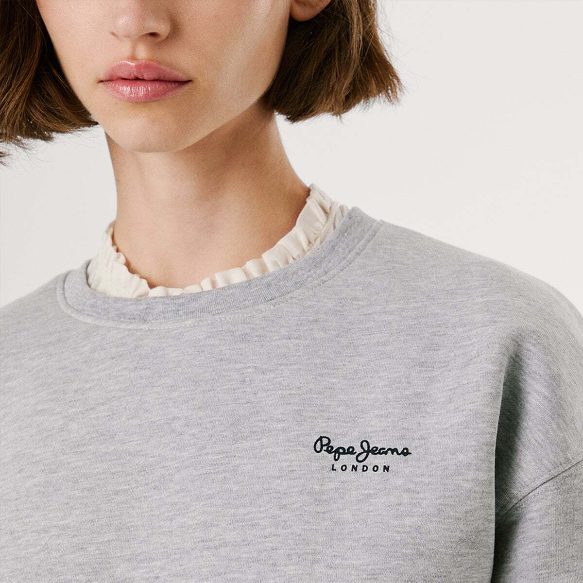 Sweat-Shirt À Col Rond Avec Logo gris chine, PEPE JEANS