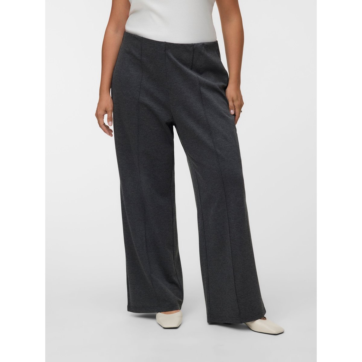 Pantalon À Jambe Large dark grey melange, VERO MODA