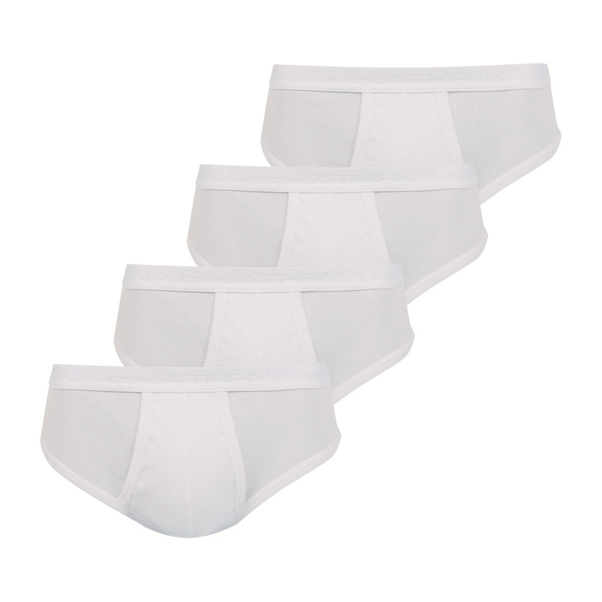 Slips taille haute ouverts, lot de 4, coton bio blanc, ATHENA