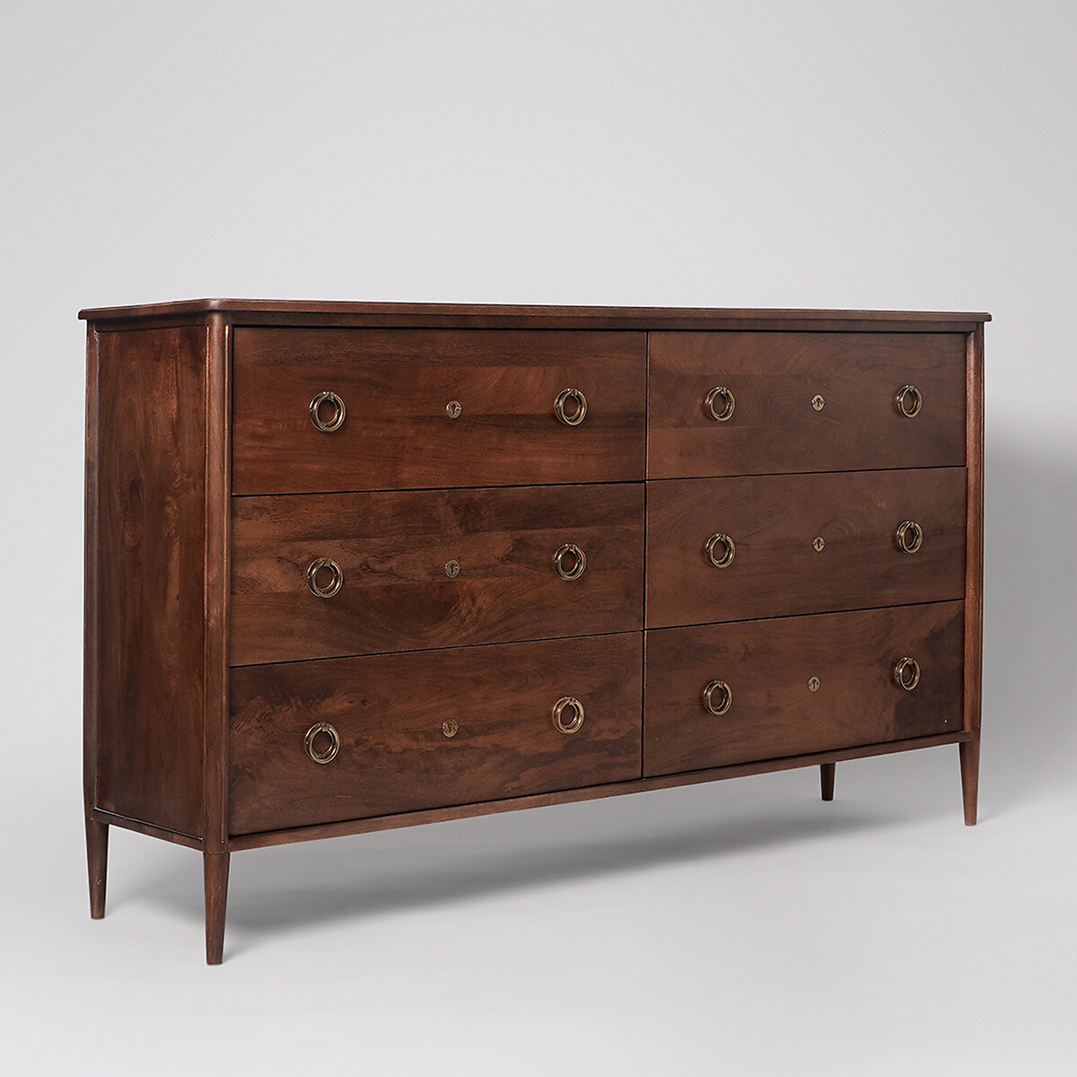 Reyna Mango Wood 6 Drawer Chest Of Drawers dark brown, SWOON