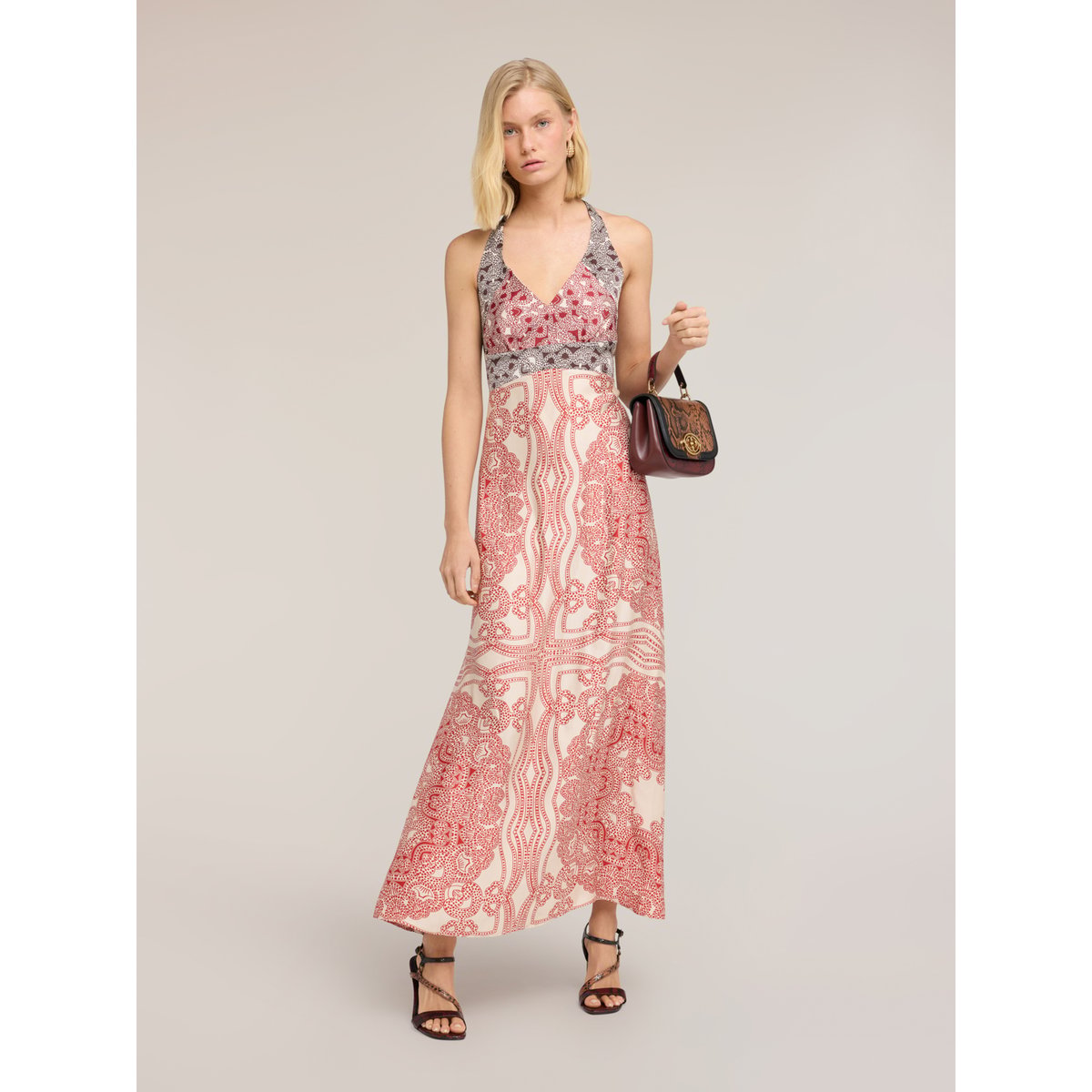 Robe longue imprimé paisley rouge, MOTIVI