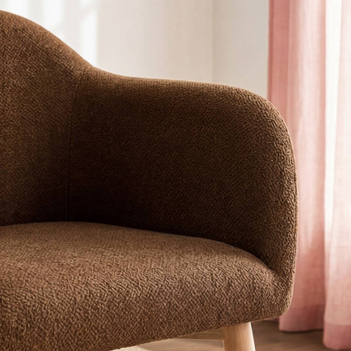 Lot de 2 chaises en tissu et bois SOLÈNE marron, MADE IN MEUBLES 