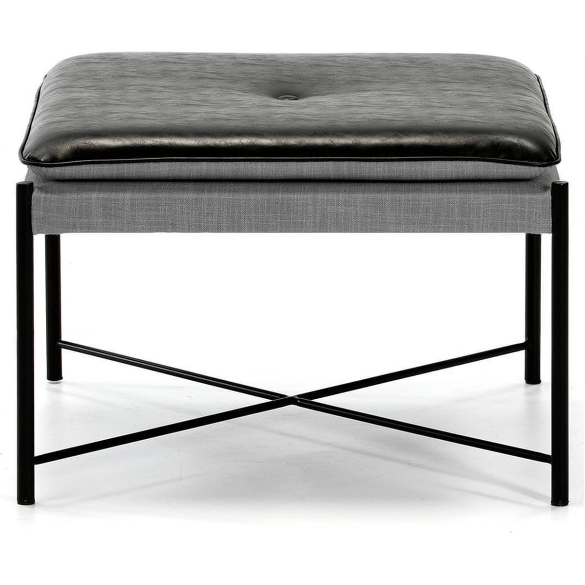 Pouf carré en fer, Style industriel noir et gris, RECOLLECTION