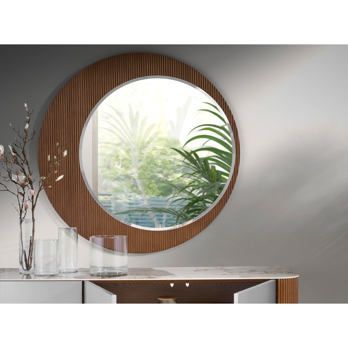 Miroir mural rond noyer noyer, ANGEL CERDA