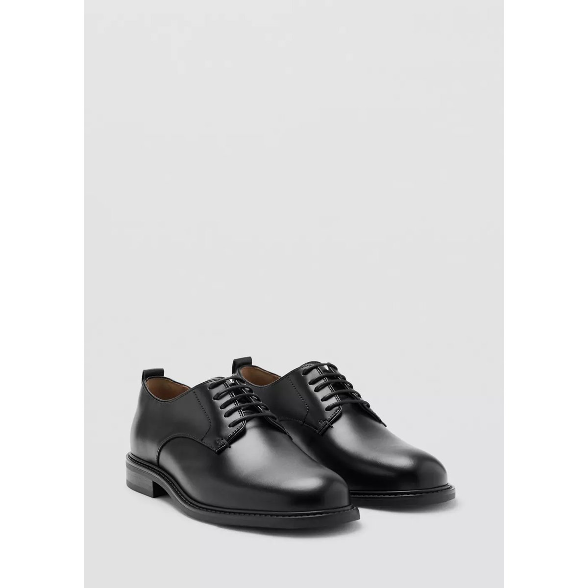Chaussures lacées cuir noir, MANGO MAN