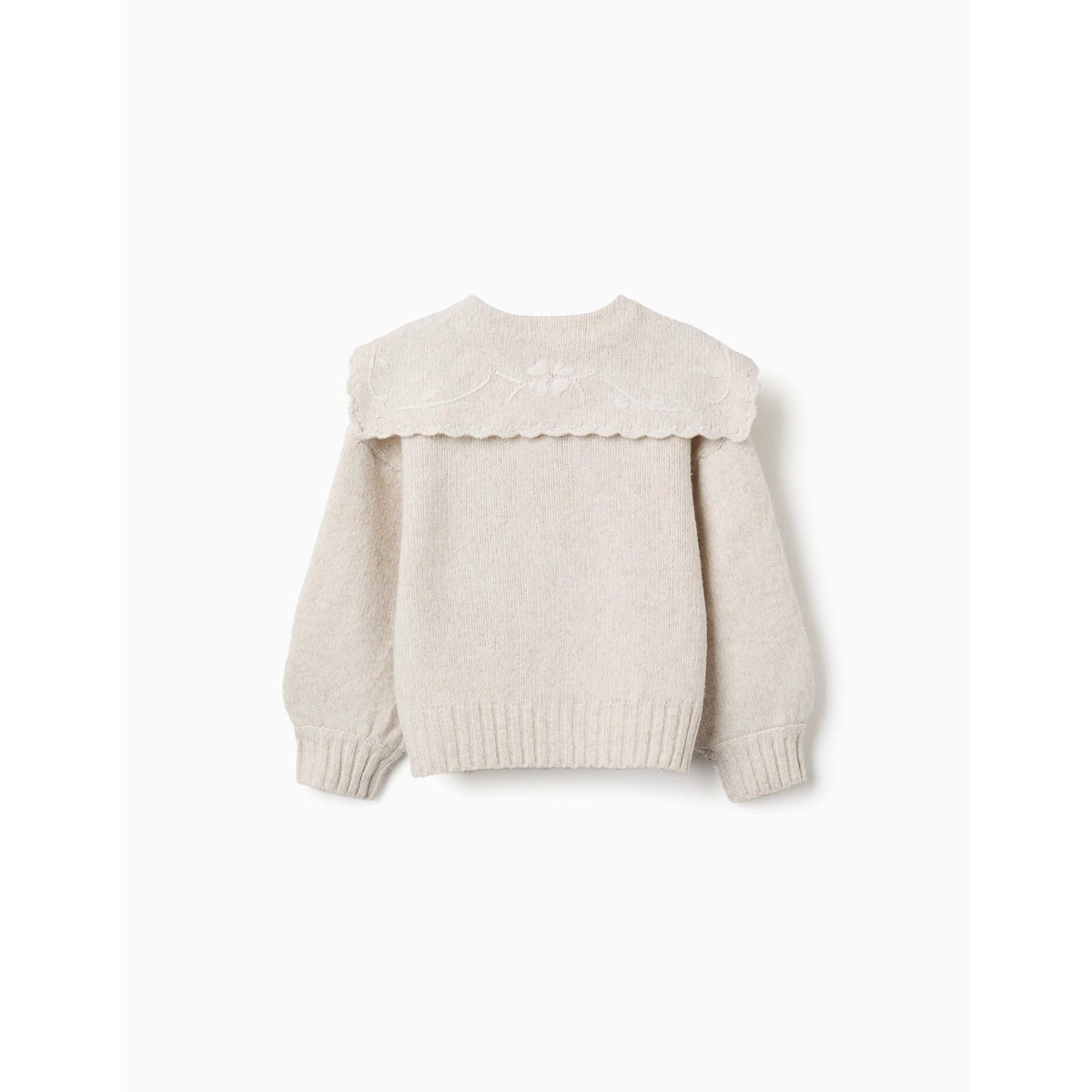 Cardigan en maille avec col brodé beige clair, ZIPPY