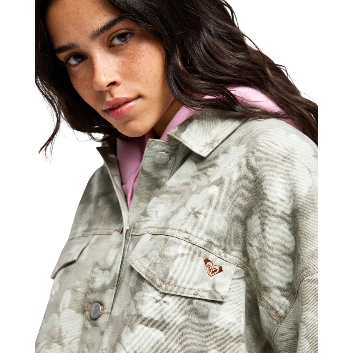 Veste chemise boutonnée NO TRAINING NO FLOWERS. vert oil green blurry, ROXY