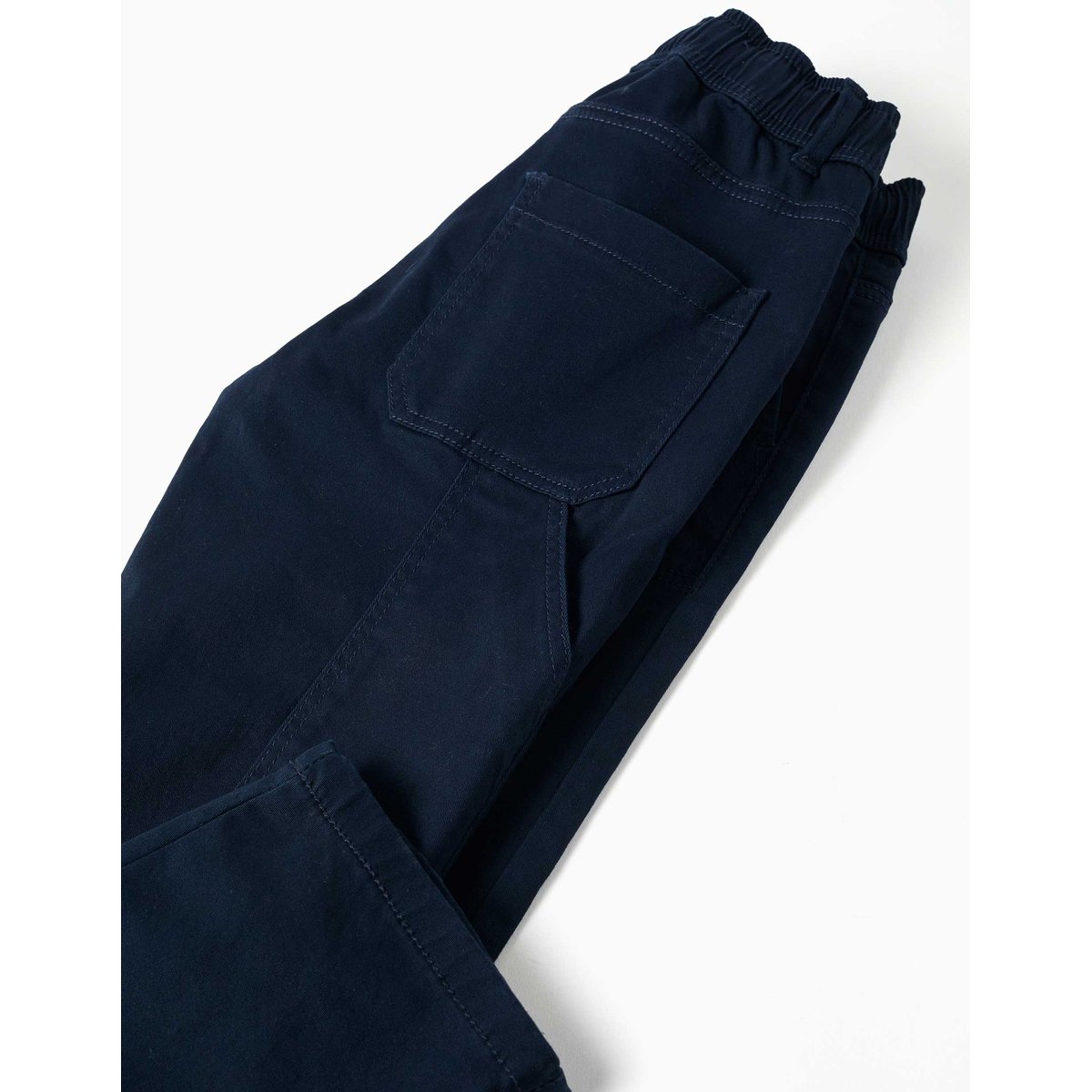 Pantalon de charpentier en sergé avec taille élastiquée bleu foncé, ZIPPY