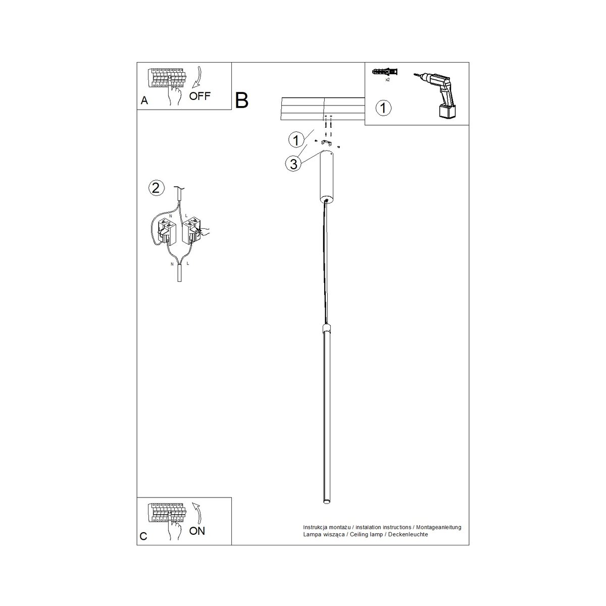 Suspension Acier Outremer LED 1 Trang outremer, EDEN