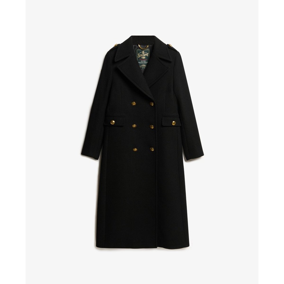 Manteau Croisé en Mélange de Laine noir, SUPERDRY