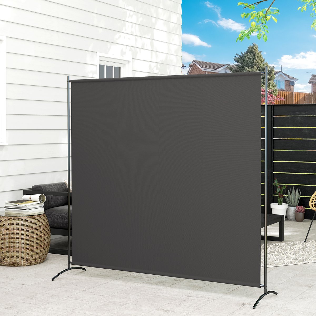 Pare-vue d'extérieur Polyester Gris foncé gris, OUTSUNNY