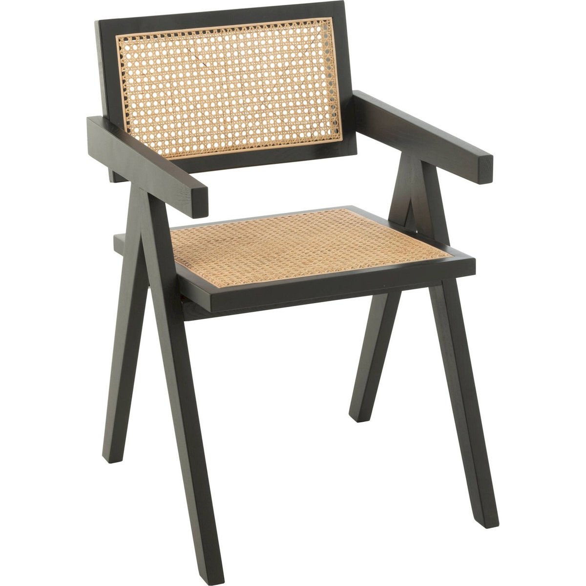 Chaise en frêne et rotin noir et rotin naturel, RECOLLECTION