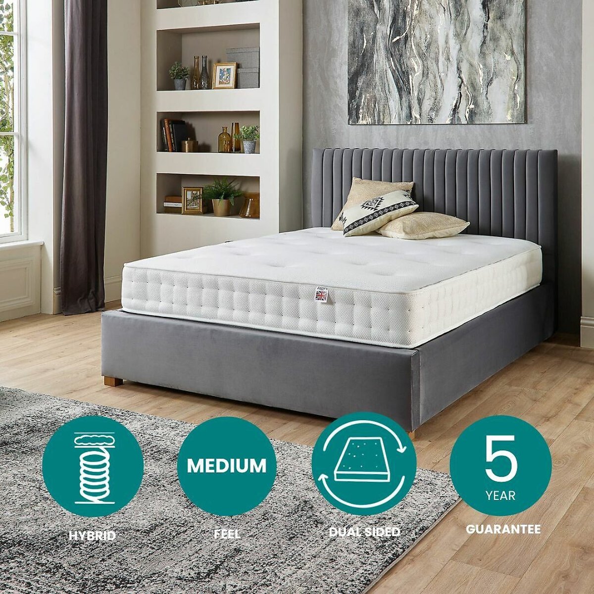True Hybrid Natural & Memory Pocket+ Mattress white, ASPIRE