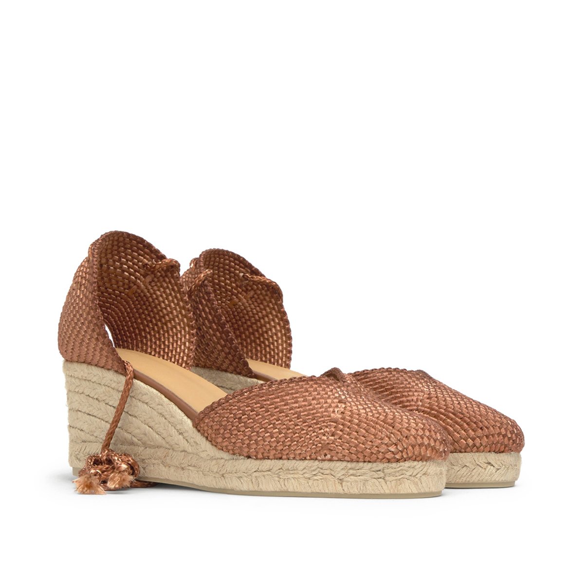 Espadrilles compensées en jute à fils métallisés CORA PLATFORM marron, CASTANER