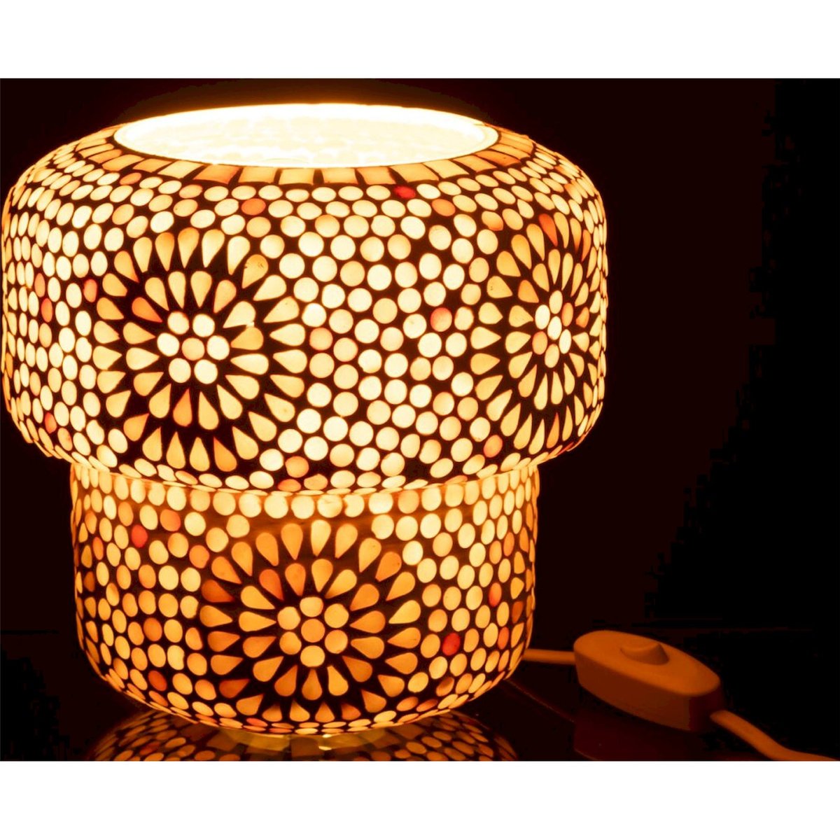 Lampe de table mosaïque en verre beige et blanc, RECOLLECTION