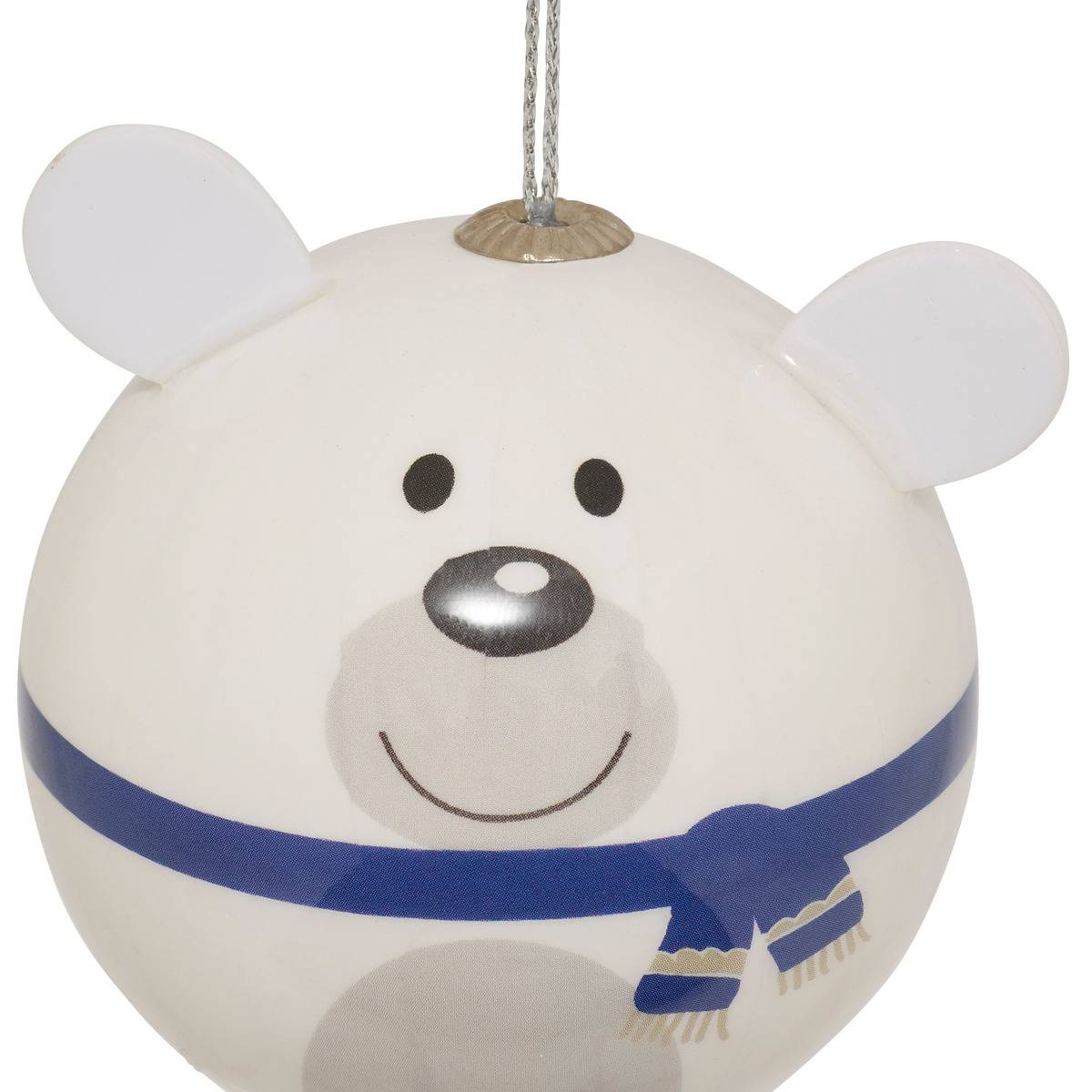Boule de Noël en papier ours blanc D. 65 mm blanc, FEERIC LIGHTS & CHRISTMAS