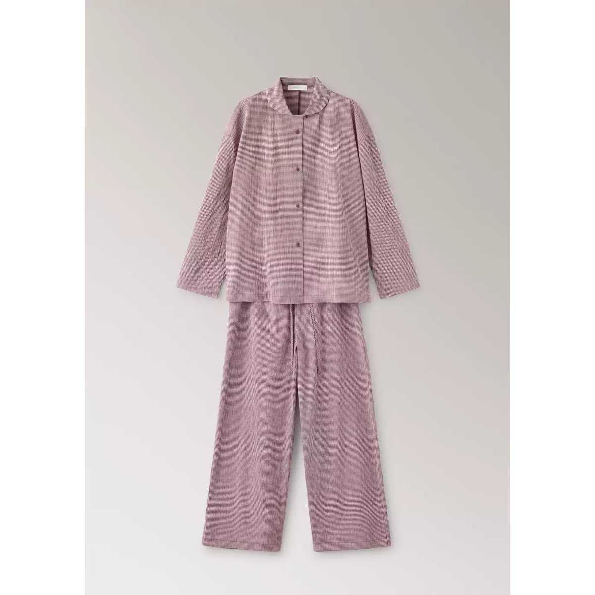Pyjama deux pièces coton carreaux vichy bordeaux, MANGO
