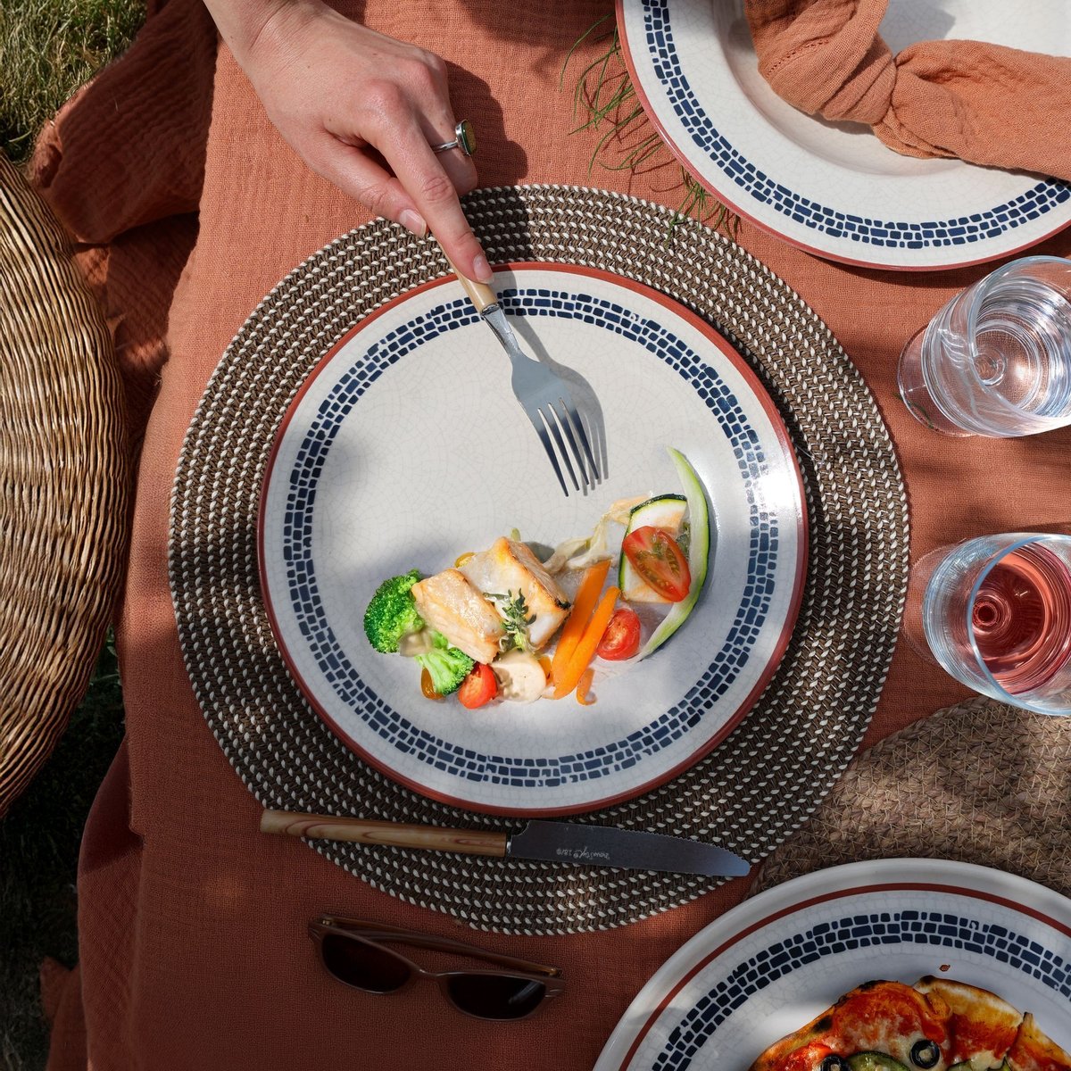 Lot de 6 assiettes plates en faïence 25cm, AMATXI blanc, NOVASTYL