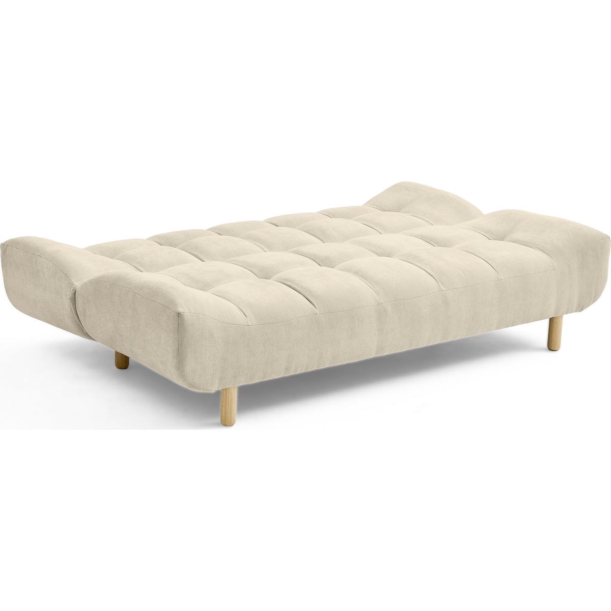 Canapé capitonné convertible 3 places en tissu chenille - BUMPY beige, HOMIFAB