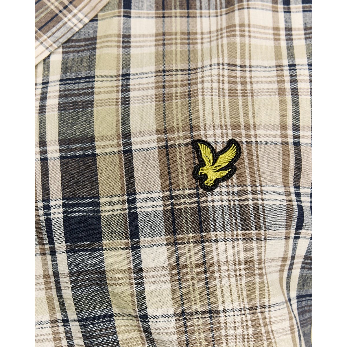 Chemise manches courtes en lin à carreaux vert herbe, LYLE & SCOTT