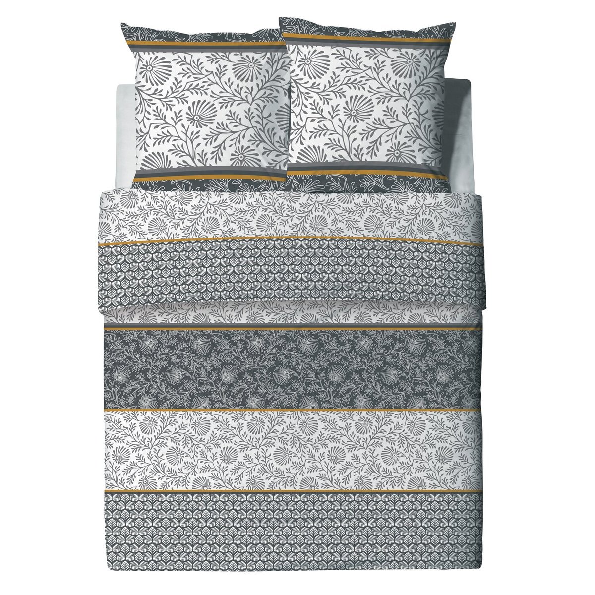 Parure housse de couette imprimée coton avec taie(s), Vega Gold gold, C DESIGN HOME TEXTILE
