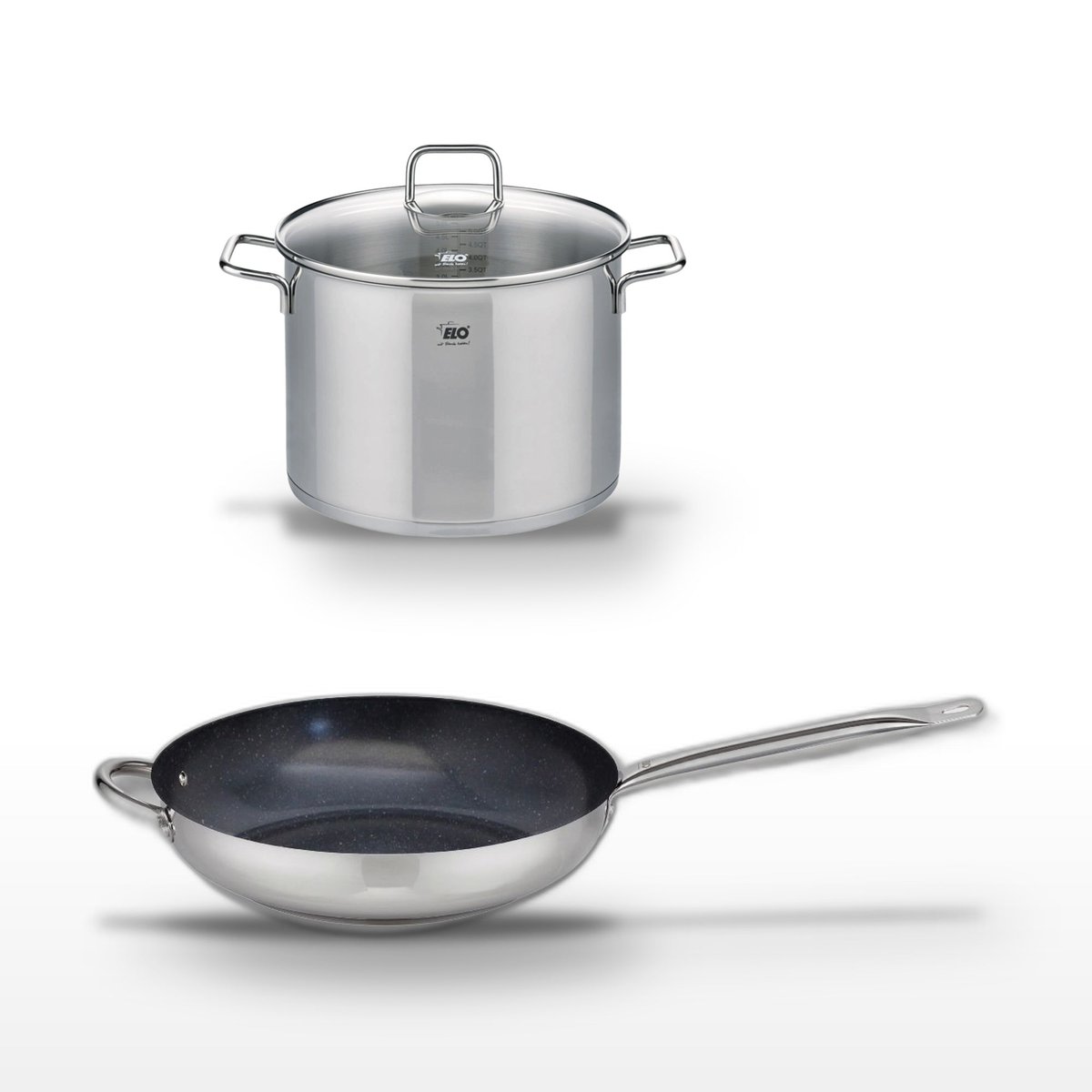 Batterie 1 poêle 32cm + 1 faitout 14cm PROFI THERM PLATINUM gris|noir, ELO