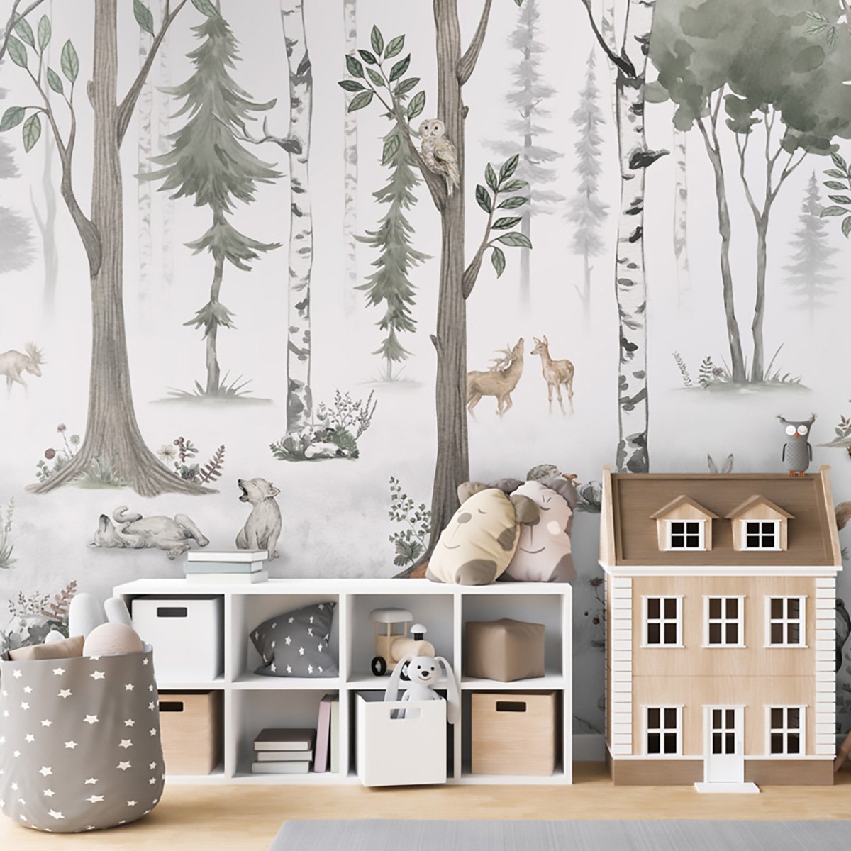 Papier enfant Forêt de bouleaux et Cie blanc, HEXOA